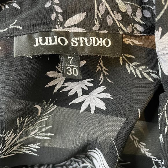 Vintage Blouse with Mauve Tropical Print -6- - Picture 6 of 8